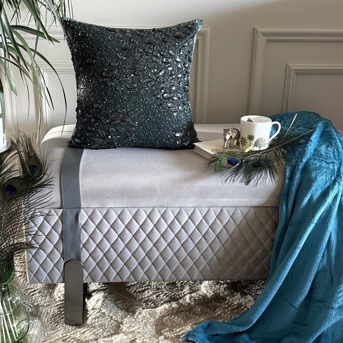 Peacock Jewel Throw Cushion Cover