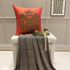 Damask Silk Pink Throw Cushion Cover