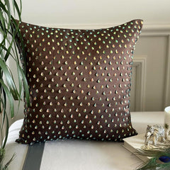 Persian Peacock Sequins Throw Pillow Cover