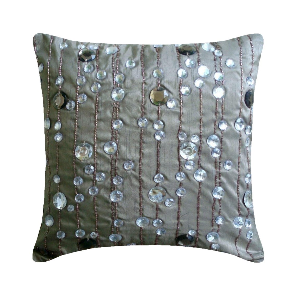 Diamond Strings - Gray Art Silk Decorative Euro Sham