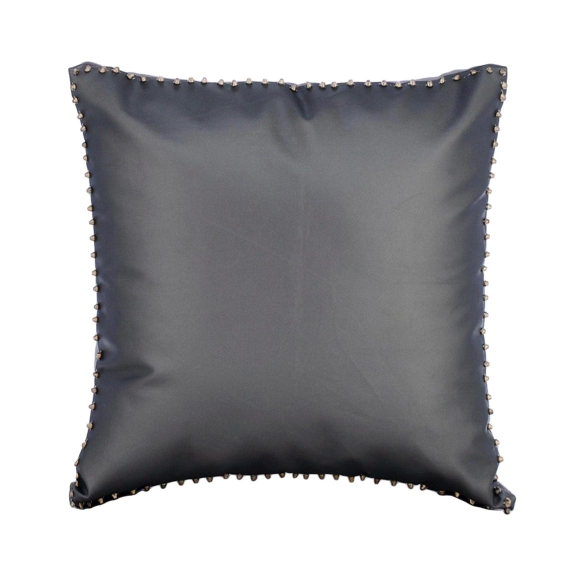 Silent Night - Gray Faux Leather Decorative Euro Sham