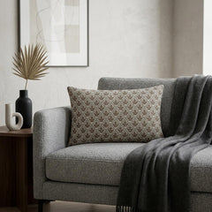 Gray Linen Throw Cushion Cover - Terra Lattice