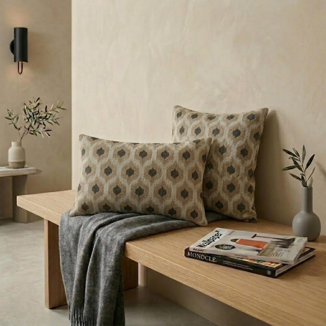 Beige Linen Throw Cushion Cover - Zoraya Beige