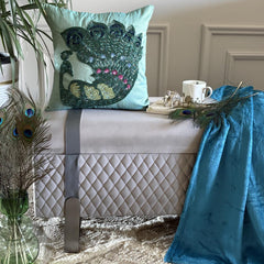 Peacock Glam Silk Euro Sham Cover