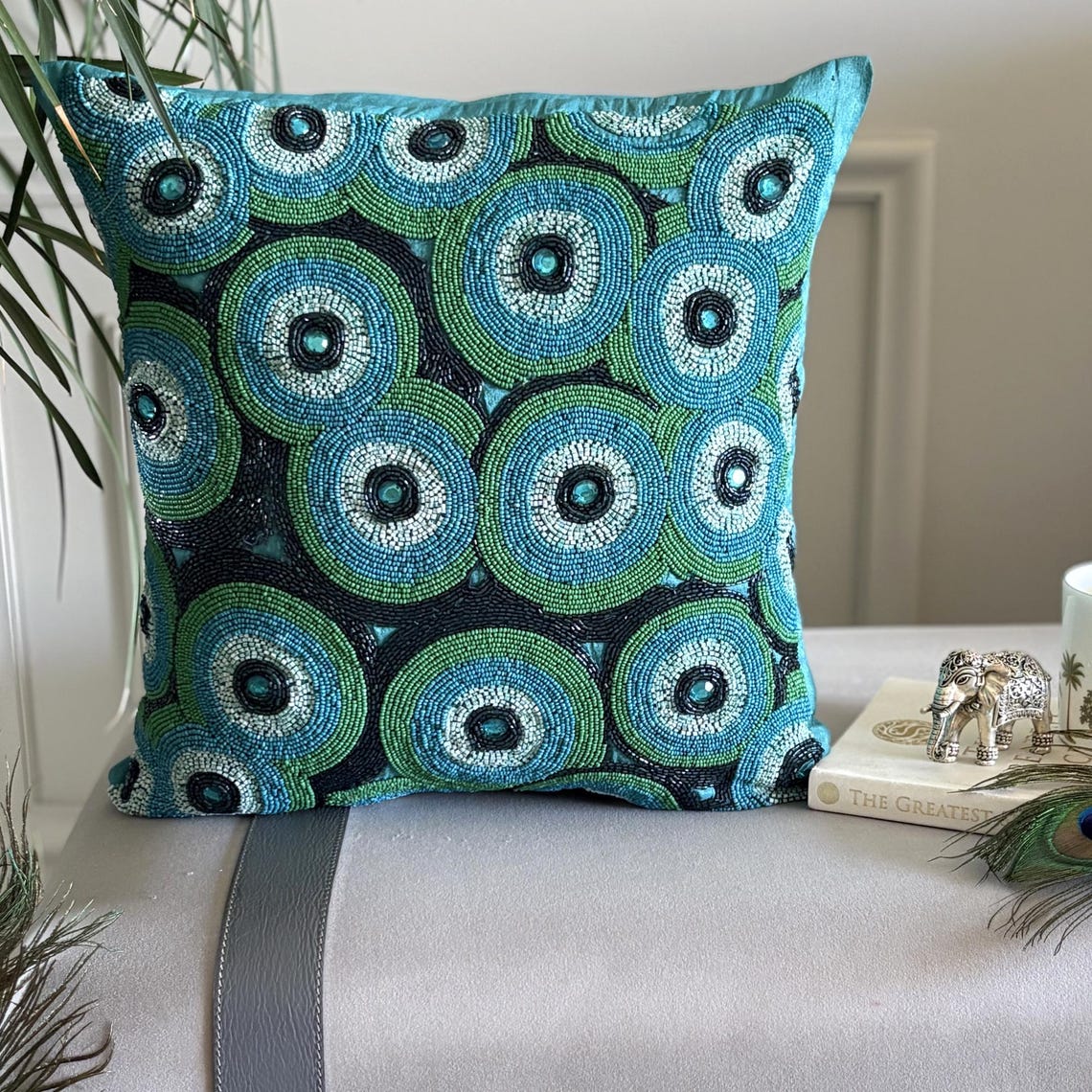 Sea Tornado Blue Throw Pillow Cover