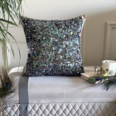 Dazzling Flora - Blue Silk Decorative Euro Sham
