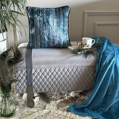 Electric Stripes - Blue Velvet Throw Cushion Cover