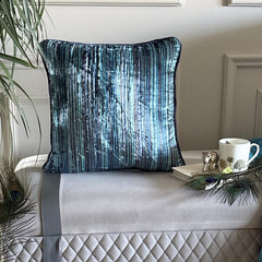 Electric Stripes - Blue Velvet Throw Cushion Cover
