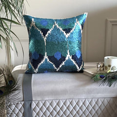 Mora - Blue Silk Throw Cushion Cover