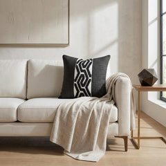 Black Labyrinth Throw Cushion Cover