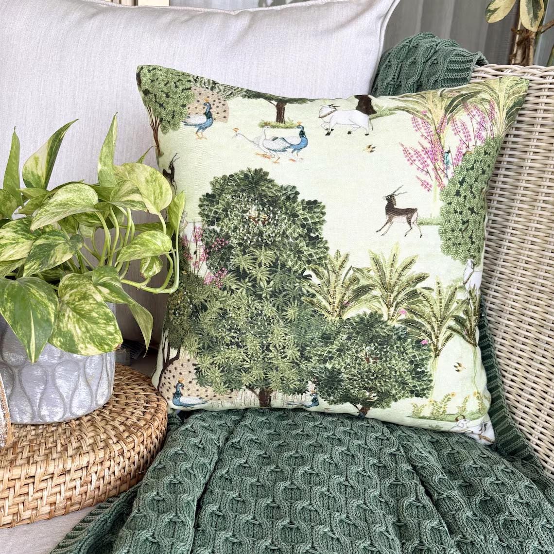 Mor Nritya Throw Cushion Cover