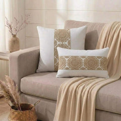 White Linen Throw Cushion Cover - Ivora Mandala