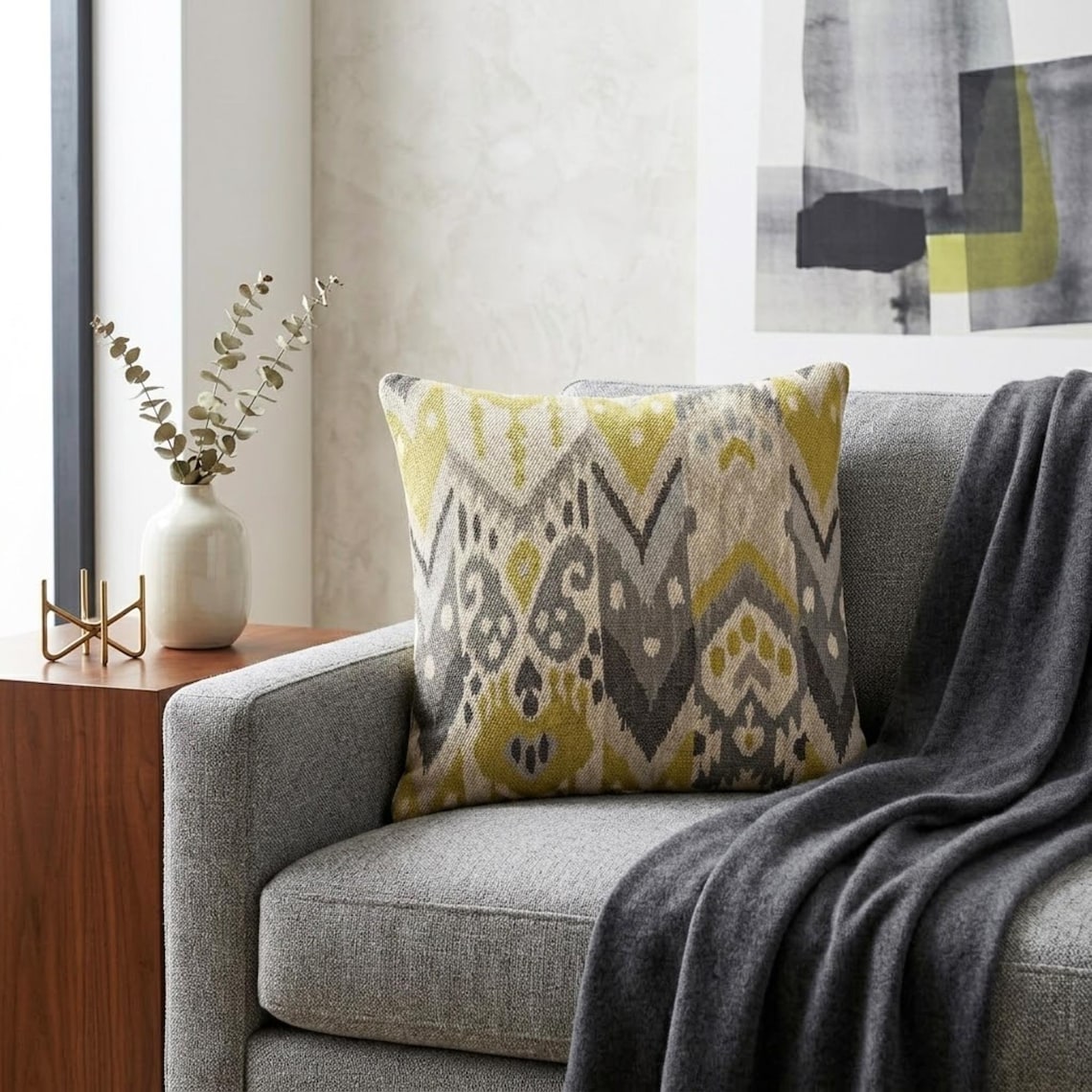 Chartreuse Linen Throw Cushion Cover - Terrosa