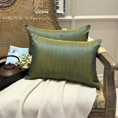 Teal And Yellow Luxury - Teal & Yellow Art Silk Throw Cushion Cover Pack of 2