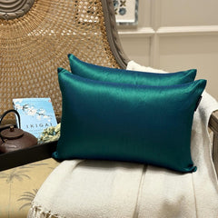 Peacock Green Luxury - Peacock Green Silk Throw Cushion Cover Pack of 2