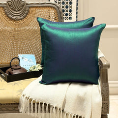 Peacock Green Luxury - Peacock Green Silk Throw Cushion Cover Pack of 2