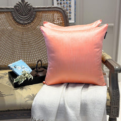 Peach Coral Luxury - Peach & Coral Art Silk Throw Cushion Cover Pack of 2