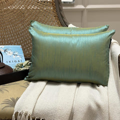 Aqua Yellow Luxury - Aqua Art Silk Throw Cushion Cover Pack of 2