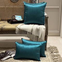 Teal Blue Luxury - Teal Blue Art Silk Throw Cushion Cover Pack of 2