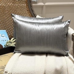 Silver Gray Luxury Pack of 2 - Silver Grey Art Silk Throw Cushion Cover