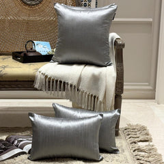 Silver Gray Luxury Pack of 2 - Silver Grey Art Silk Throw Cushion Cover
