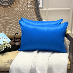 Peacock Blue Luxury Pack of 2 - Peacock Blue Art Silk Throw Cushion Cover