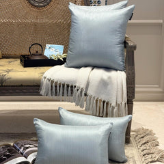 Dusky Blue Pack of 2 - Dusky Blue Art Silk Throw Cushion Cover
