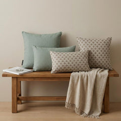 Gray Linen Throw Cushion Cover - Terra Lattice
