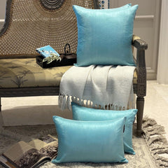 Sea Green Luxury Pack of 2 - Sea Green Art Silk Throw Cushion Cover