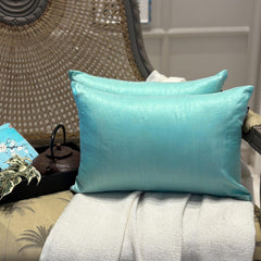 Sea Green Luxury Pack of 2 - Sea Green Art Silk Throw Cushion Cover