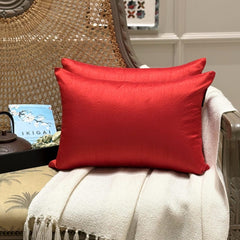 Blood Red Luxury Pack of 2 - Blood Red Art Silk Throw Cushion Cover