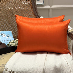 Orange Luxury Pack of 2 - Orange Art Silk Throw Cushion Cover