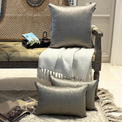 Taupe Gray Luxury Pack of 2 - Taupe Gray Art Silk Throw Cushion Cover