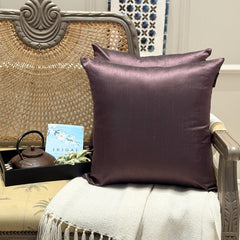 Dark Plum Luxury Pack of 2 - Dark Plum Art Silk Throw Cushion Cover