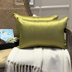Olive Green Luxury Pack of 2 - Olive Green Art Silk Throw Cushion Cover