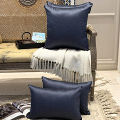 Midnight Blue Luxury Pack of 2 - Midnight Blue Art Silk Throw Cushion Cover
