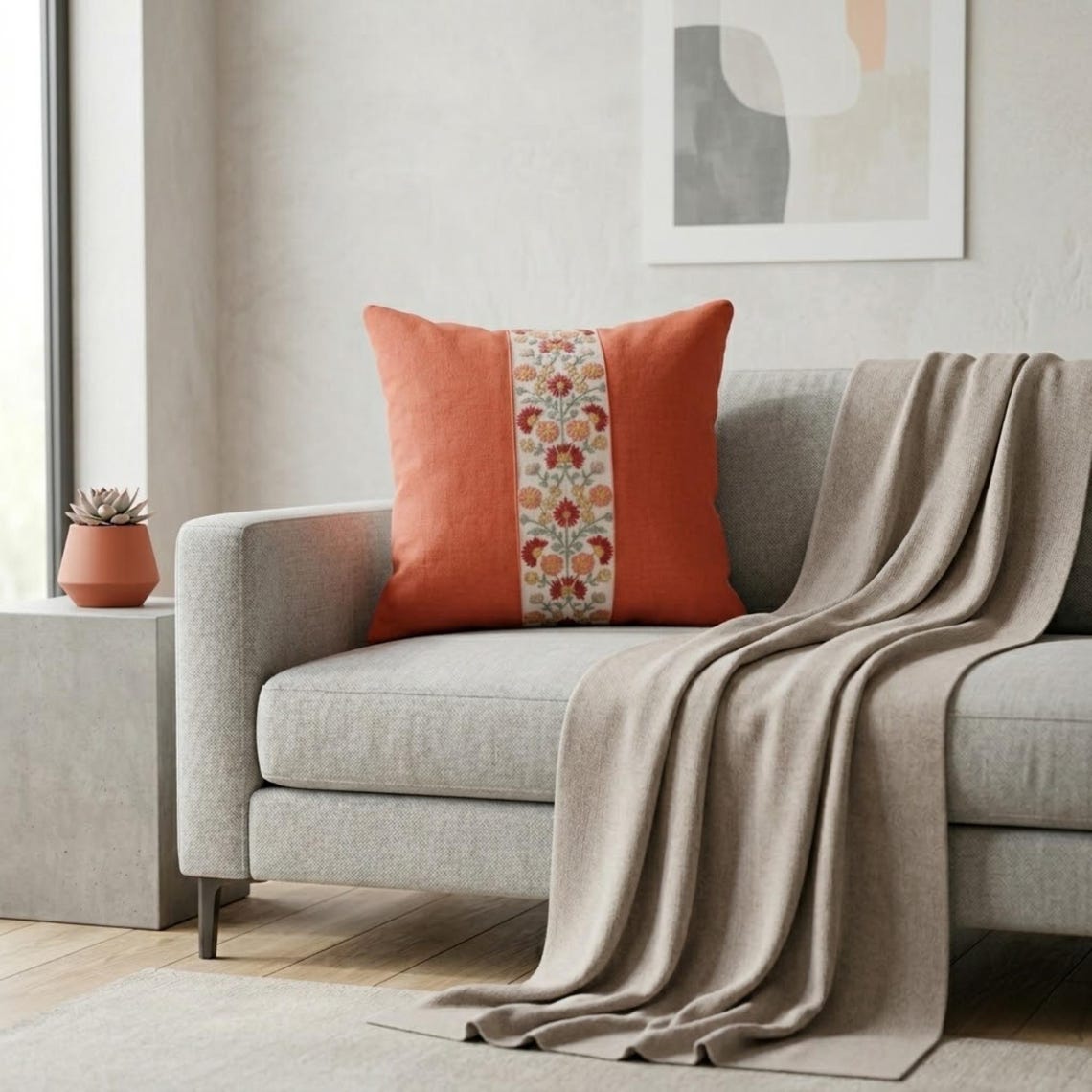 Coral Blossom Throw Cushion Cover