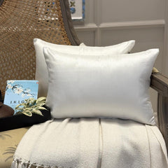 White Luxury Pack of 2 - White Art Silk Throw Cushion Cover