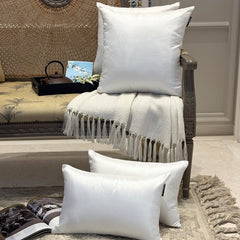 White Luxury Pack of 2 - White Art Silk Throw Cushion Cover