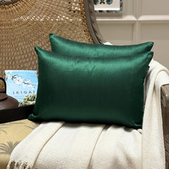 Dark Green Luxury Pack of 2 - Emerald Green Art Silk Throw Cushion Cover