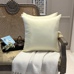 Cream Luxury Pack of 2 - Cream Art Silk Throw Cushion Cover