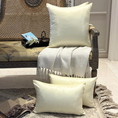 Cream Luxury Pack of 2 - Cream Art Silk Throw Cushion Cover