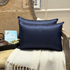 Navy Blue Luxury Pack of 2 - Navy Blue Art Silk Throw Cushion Cover