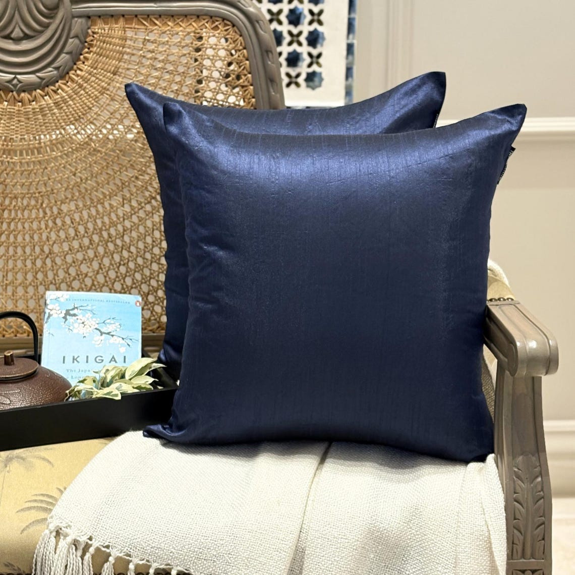 Navy Blue Luxury Throw Cushion Cover