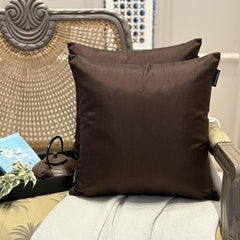 Dark Brown Luxury Pack of 2 - Brown Art Silk Throw Cushion Cover