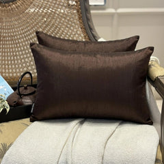 Dark Brown Luxury Pack of 2 - Brown Art Silk Throw Cushion Cover