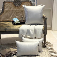 Light Gray Luxury Pack of 2 - Light Gray Art Silk Throw Cushion Cover