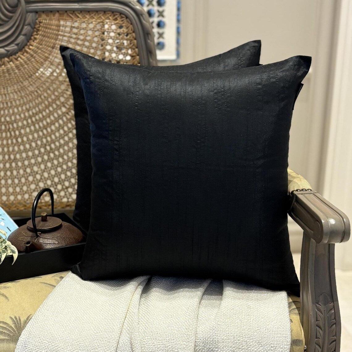 Black Luxury Throw Cushion Cover
