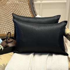 Black Luxury Pack of 2 - Black Art Silk Throw Cushion Cover