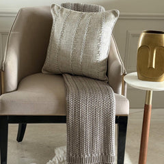 Chain Reaction - Grey Jute Throw Pillow Cover